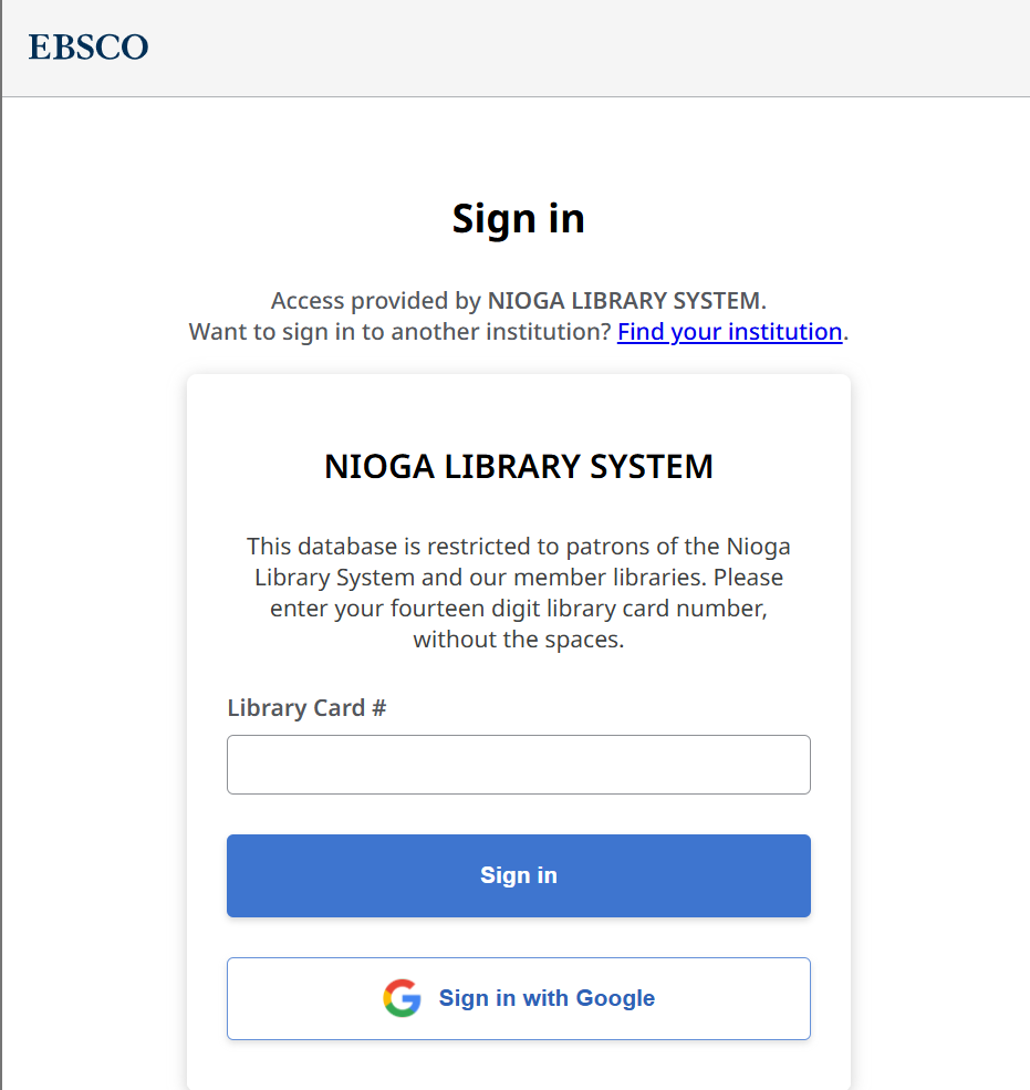 An image of the NoveList sign in page.